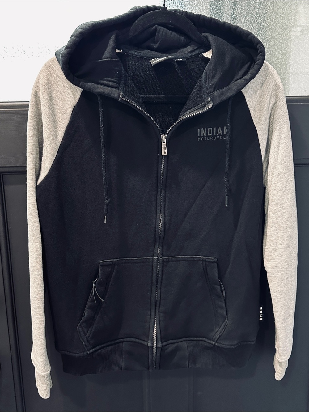Women’s Contrast Sleeve Indian Motorcycle Zip-Up Hoodie Sz S